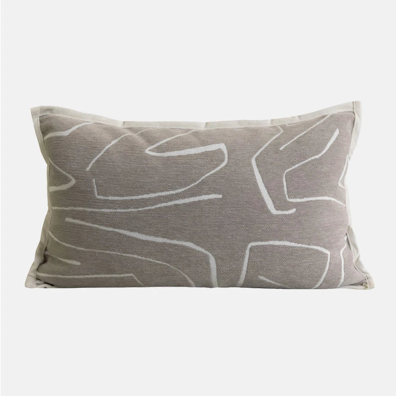 coussins décoratifs géométriques polyester 100% nordique contemporain beige gris clair 30x50cm