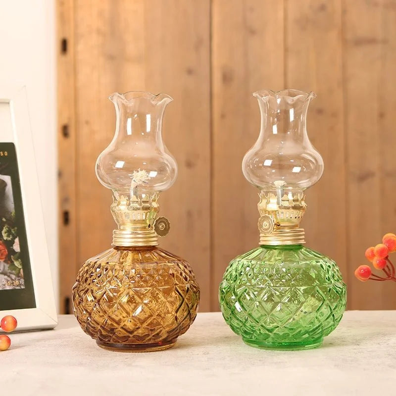lampe huile vintage verre diamant couleur verte marron rouge bleu occasion mariage noël anniversaire