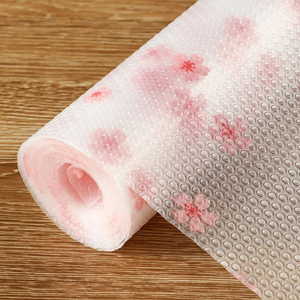 tapis moderne blanc rose fleurs points antidérapant facile nettoyage couvre surface tiroir réfrigérateur