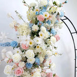décoration événement arches fleurs artificielles romantique mariage baby showerintérieur pastel