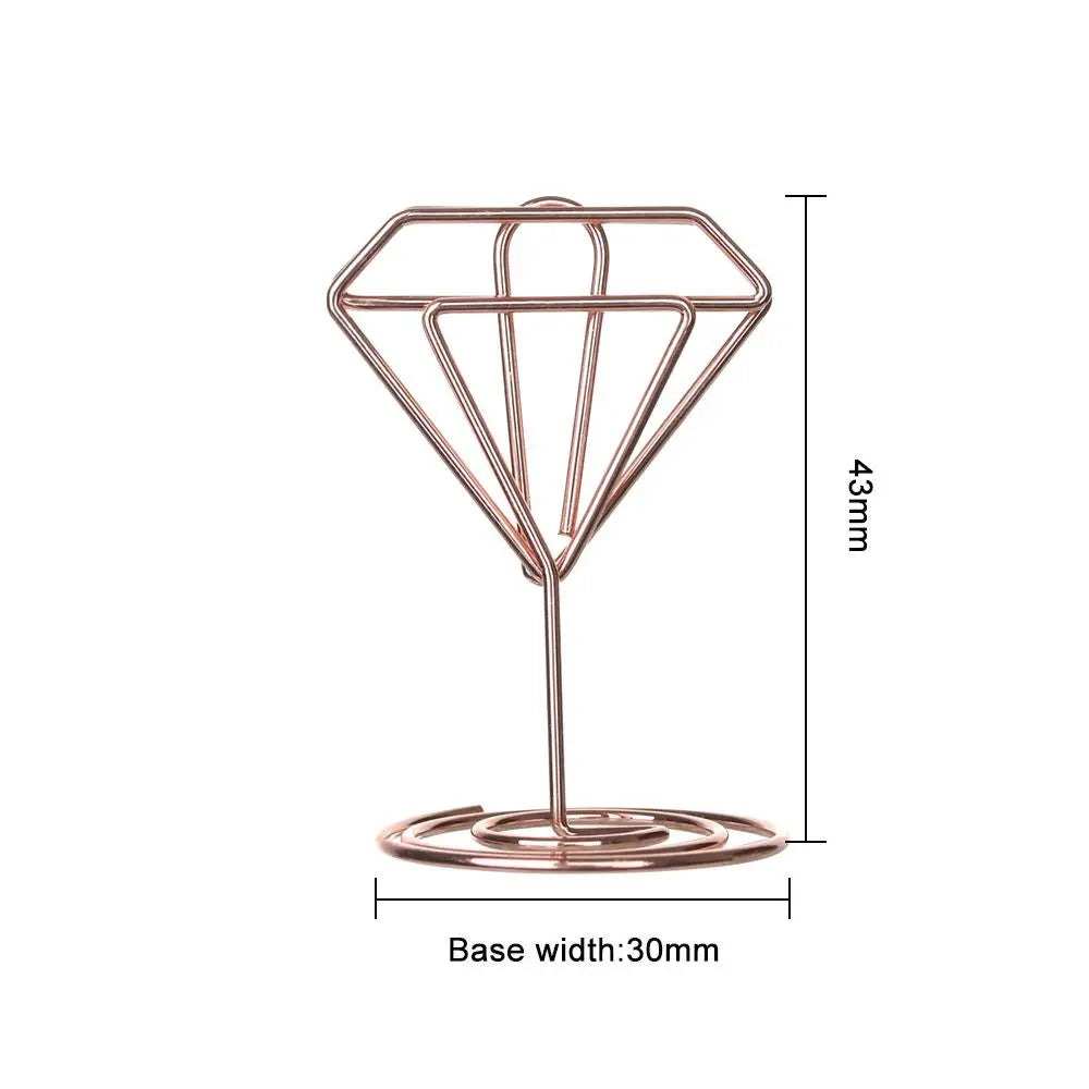 pinces papier cœur diamant moderne or rose argenté métal décoratif cartes notes support