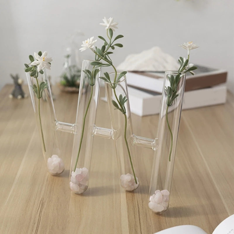 vases transparents modernes stries tubes hauteur 24cm fleurs feuilles decointérieur minimalistestyle