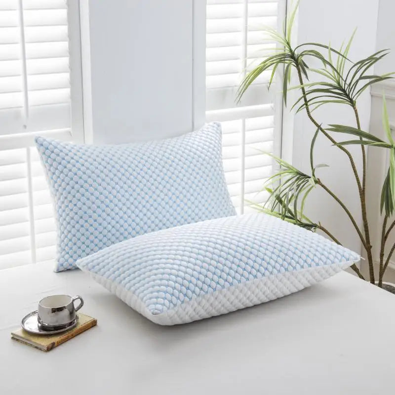 oreiller mémoire forme rafraîchissant bleu blanc motif géométrique moderne polyester cotonversible catégories