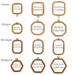 Cadre broderie bois marron texture naturelle classique boucle métallique hexagonal octogonal rectangle square