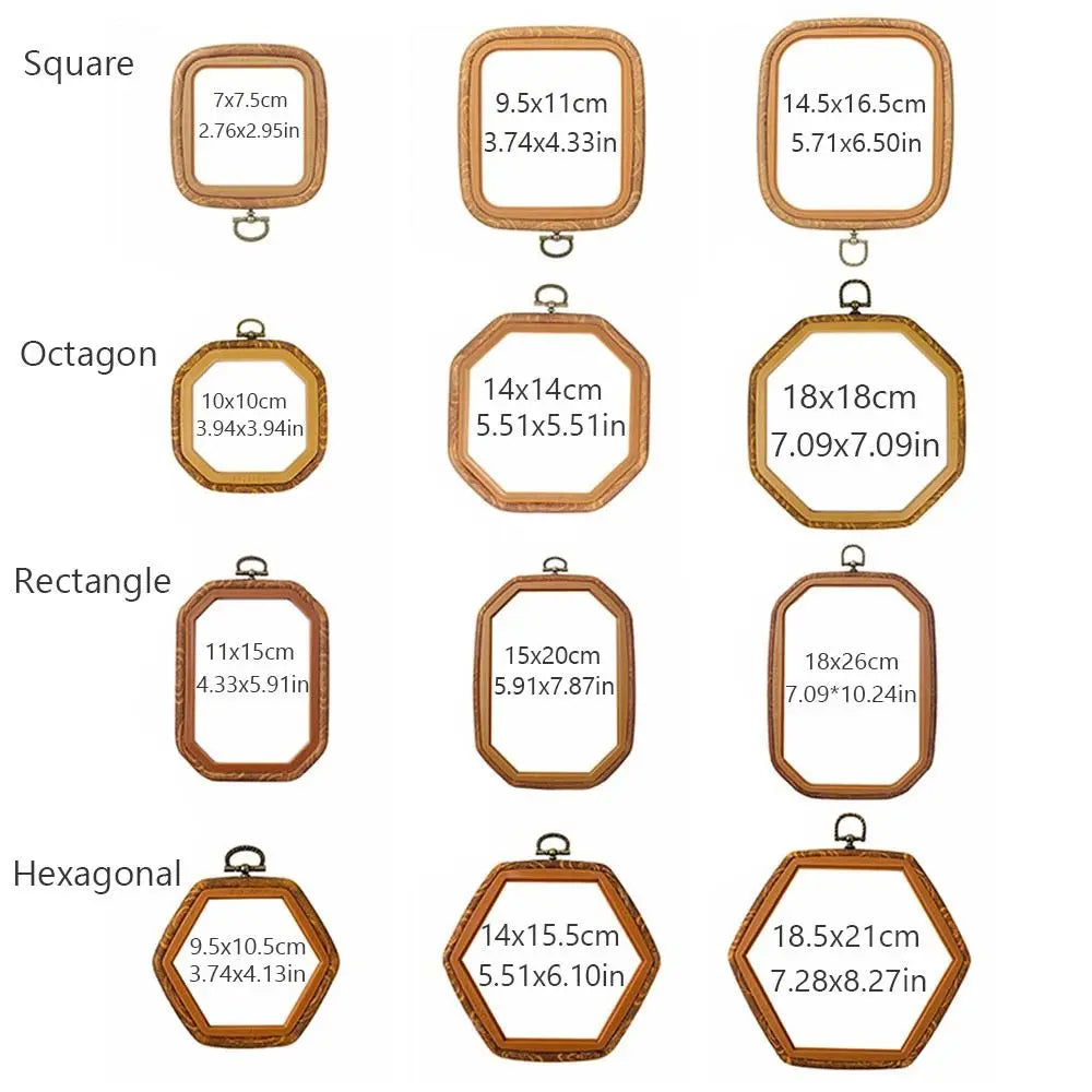 Cadre broderie bois marron texture naturelle classique boucle métallique hexagonal octogonal rectangle square