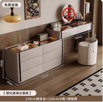 meuble rangement moderne commode tiroirs table maquillage miroir tabouret bois chêne massif beigeclair