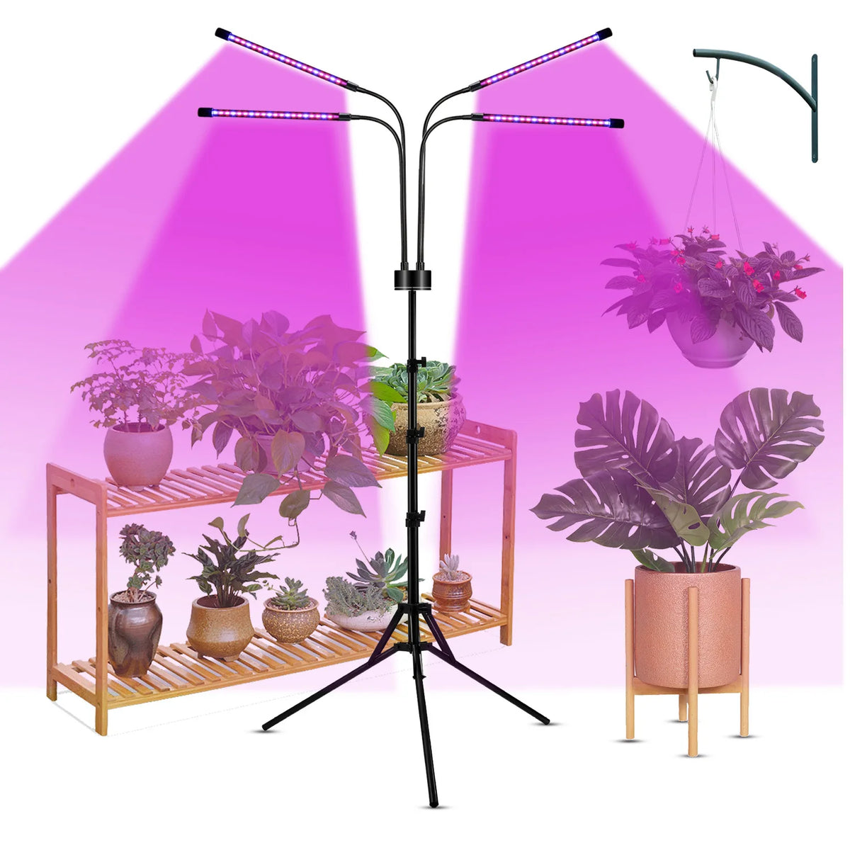 lampe led croissance plante intérieure usb réglable bouton variateur clips moderne noire aluminium