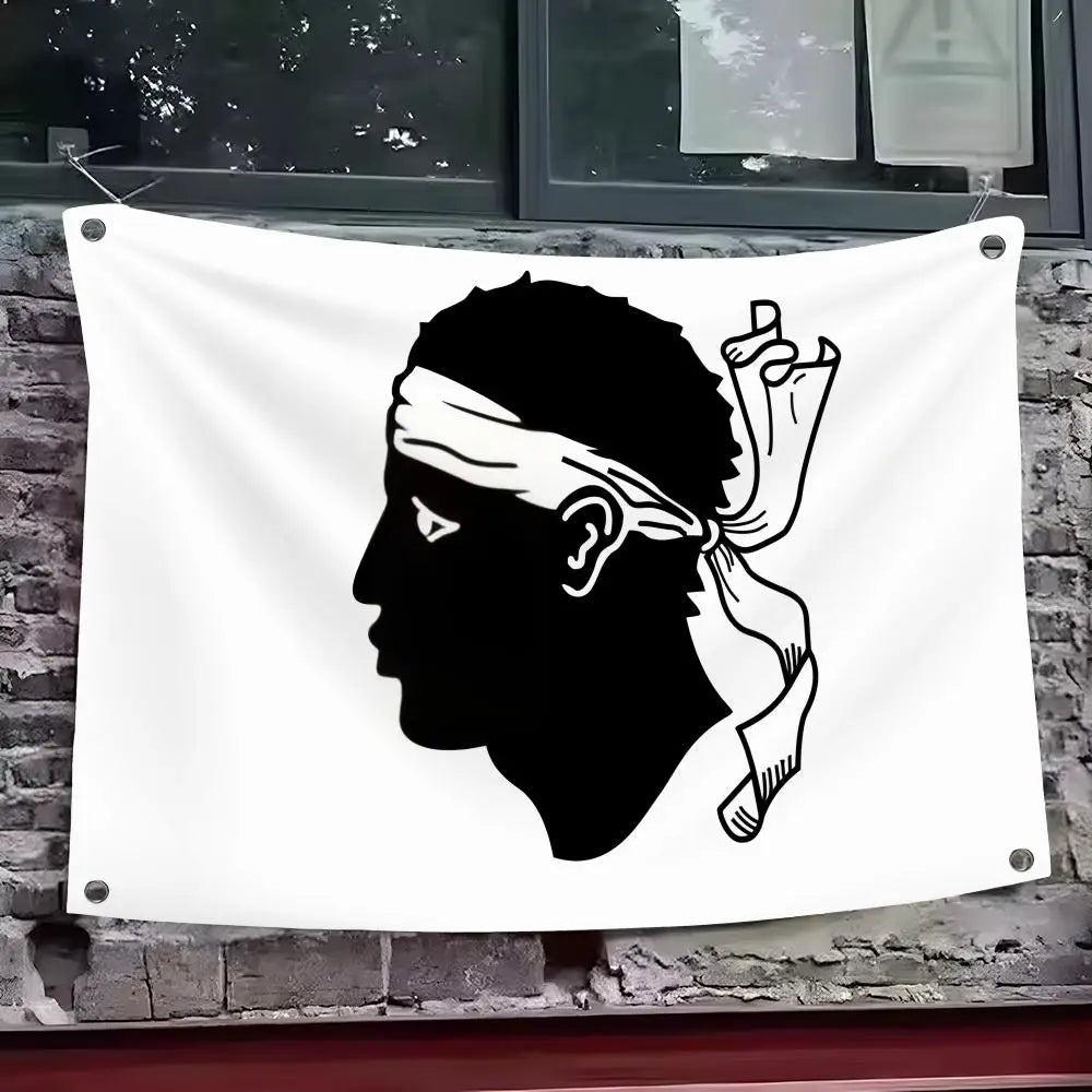 drapeau corse tête masculine foulard graphique noir blanc intérieur extérieur decoration chambre salon