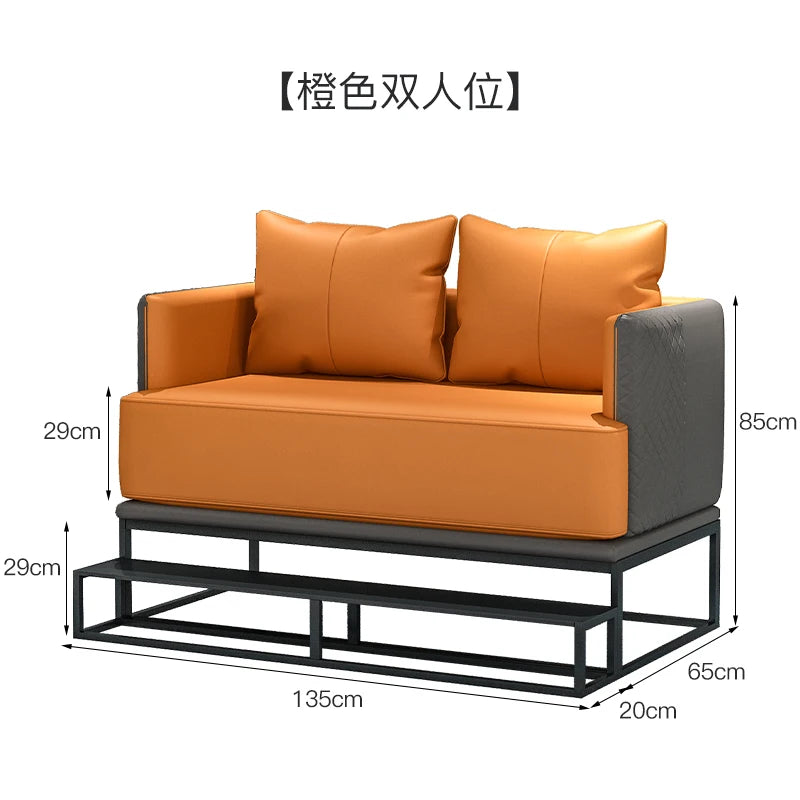 canapé moderne orange gris coussins structure métallique scandinave minimaliste canapé d'angle forme