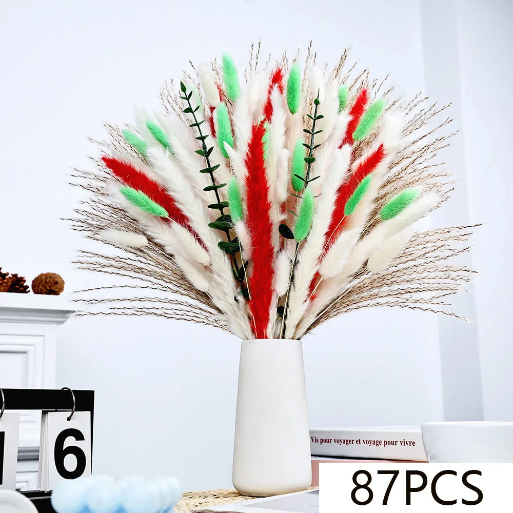 bouquet fleurs séchées pampas eucalyptus naturel rustique décoration maison anniversaire fêtes
