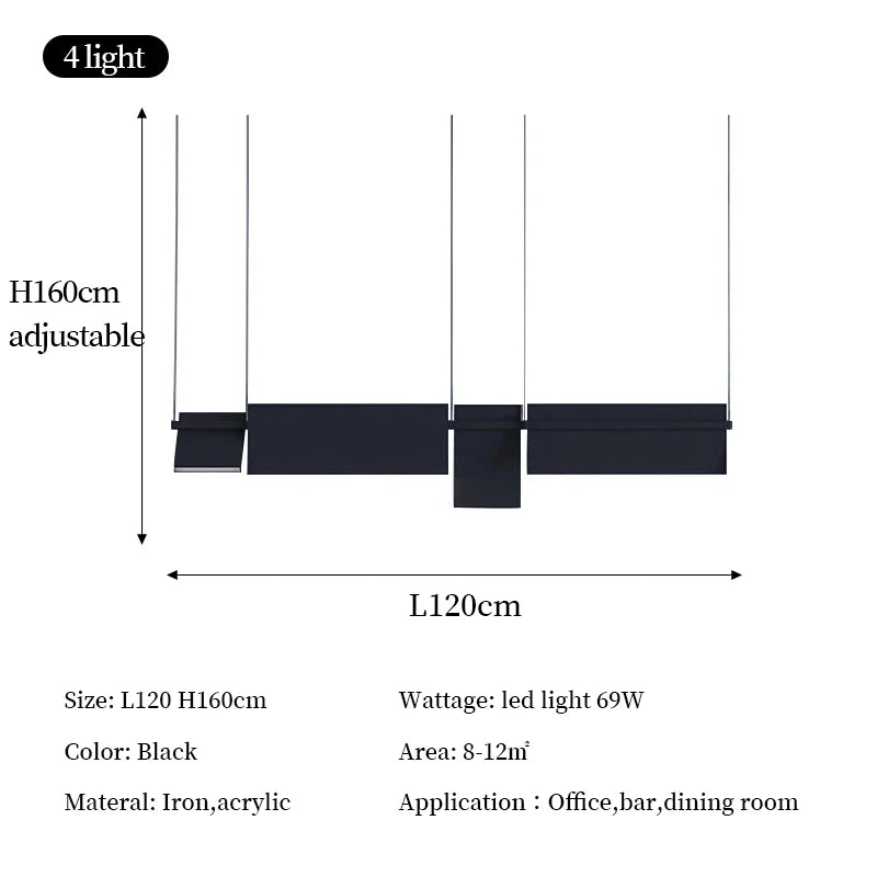 suspension lumineuse moderne led noir minimaliste 4000k 6000k 3000k