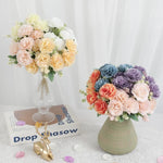 Bouquet artificiel coquelicot feuilles vertes mariage décoration intérieure vase bleu rose orange blanc vert