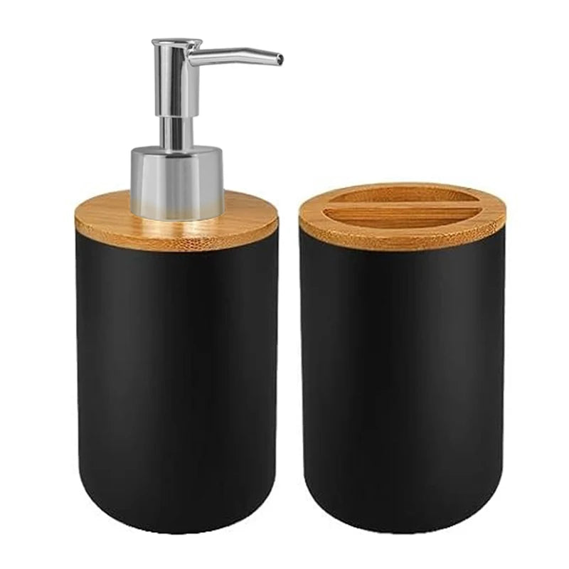 ensemble d'accessoires salle bain distributeur savon porte brosses dents porte savon noir moderne minimaliste