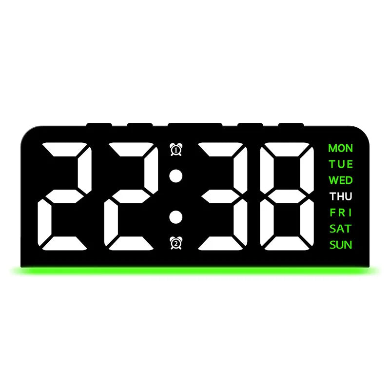horloge numérique moderne affichage LED couleur noir blanc bleu rose