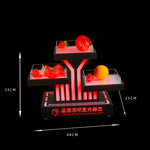 support fruits moderne plateau lumineux noir rouge rayures transparents leds rechargeables
