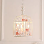 cage oiseaux suspendue vintage fleurs céramique rose clair blanc romantique