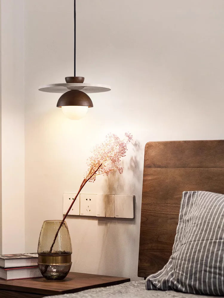 suspension lumineuse bois moderne minimaliste marron clair chambre salon restaurant couloir étude