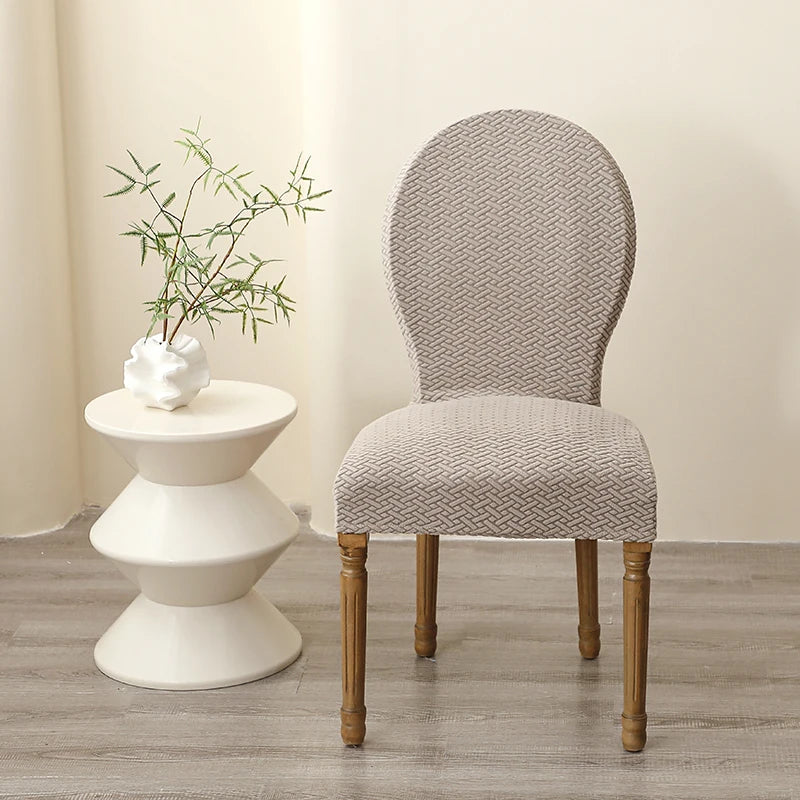 housse chaise tissée motifs géométriques beige moderne protection salon mariage