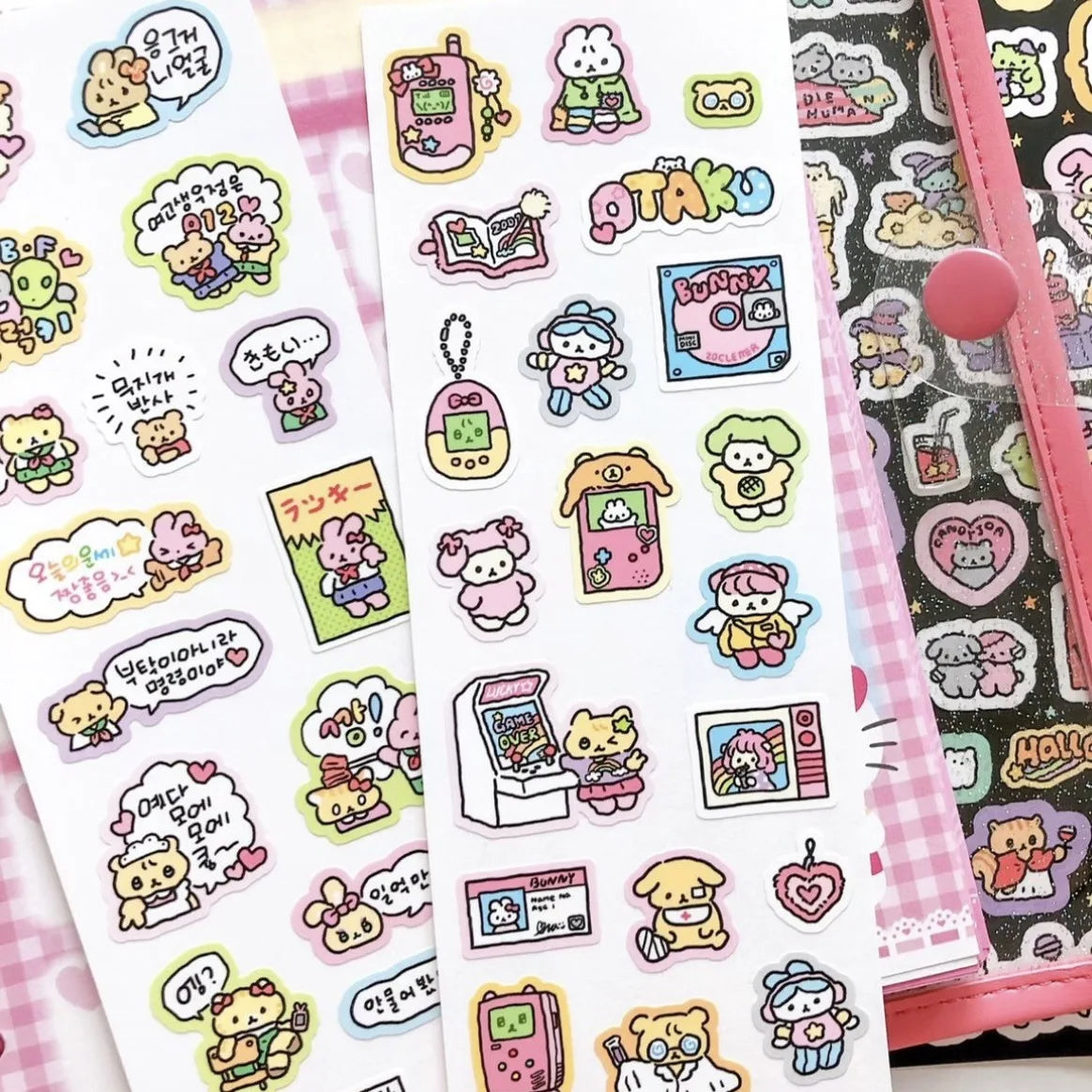 stickers kawaii multicolores dessins animés adhésifs mignons thème cuisine jeux vidéo halloween