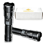 lampe poche noire rechargeable led étanche camping torche réglable mode haut basécran digital included
