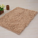 tapis bain polyester anti dérapant lavable machine moderne gris bleu marron texture boules 40x60cm