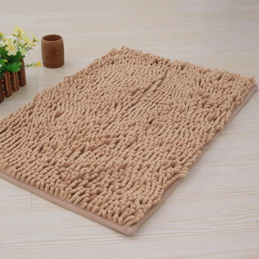 tapis bain polyester anti dérapant lavable machine moderne gris bleu marron texture boules 40x60cm