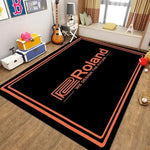 tapis sol batterie musique insonorisé noir blanc orange décoratif moderne studio