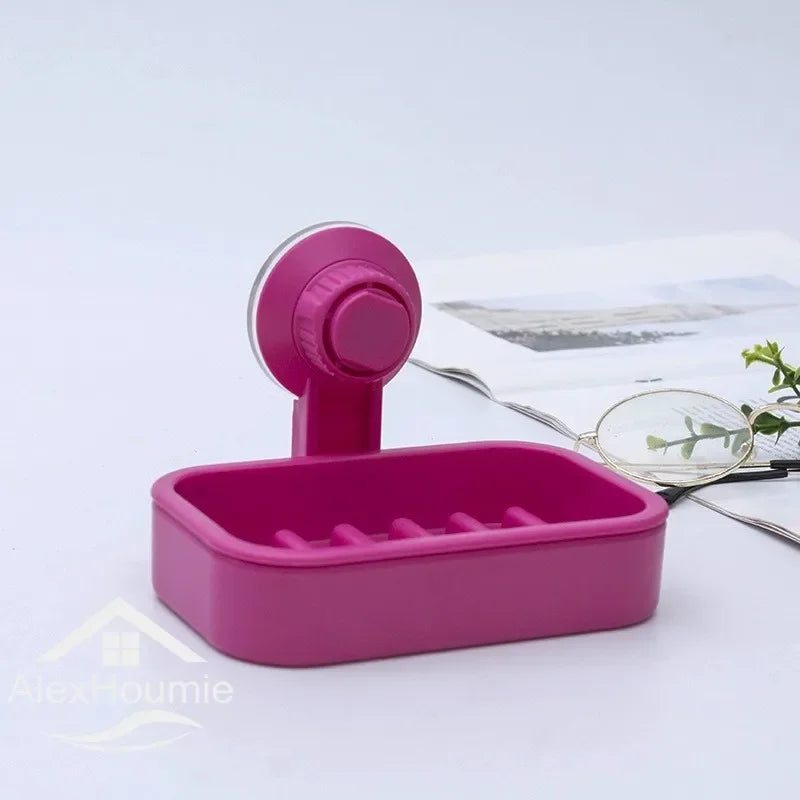 porte savon moderne plastique noir système succion salle bain