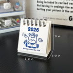 calendrier mini blanc bleu mignon dessins animés anneaux métalliques dates imprimées modernes minimalistes
