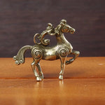 statuette équestre métal doré bronze motifs gravés antique décoratif miniature