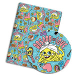 coussin pop art personnages animés bob l'éponge bleu rose polyester
