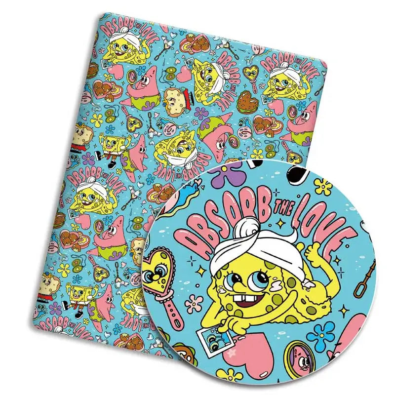 coussin pop art personnages animés bob l'éponge bleu rose polyester