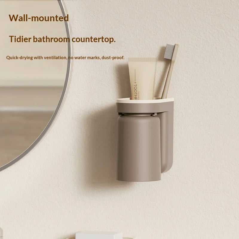 porte brosse dents mural adhésif moderne beige marron caramel reutilisable qualité alimentaire mat opacité