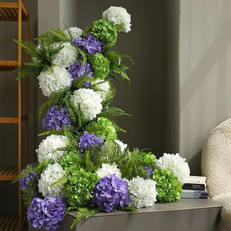 décoration intérieure bouquet artificiel hortensia soie vert blanc violet modernes 70cm 20cm