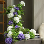 décoration intérieure bouquet artificiel hortensia soie vert blanc violet modernes 70cm 20cm
