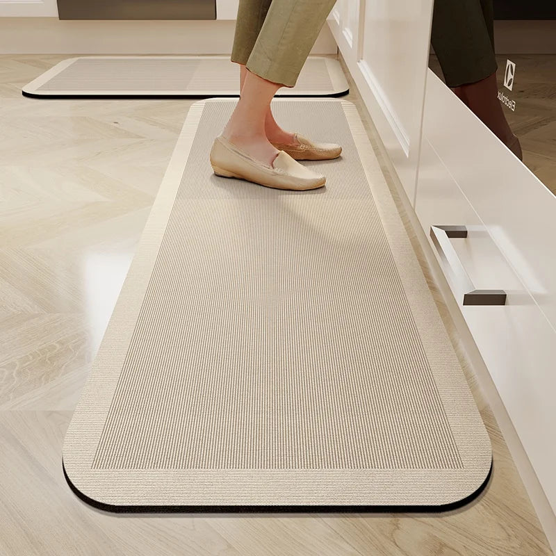 tapis sol cuisine couloir moderne beige noir rayures florales pvc imperméable antidérapant intérieur