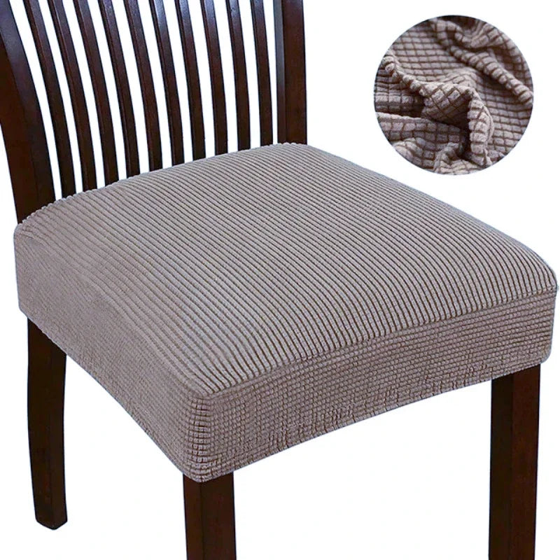 couvre siège chaise tissu carreaux beige moderne antidérapant élasthanne polyester