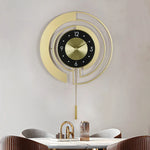 Grande horloge murale pendule doré design salon