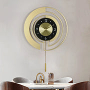 horloge murale moderne or noir abstrait pendule minimaliste élégante 45x68cm