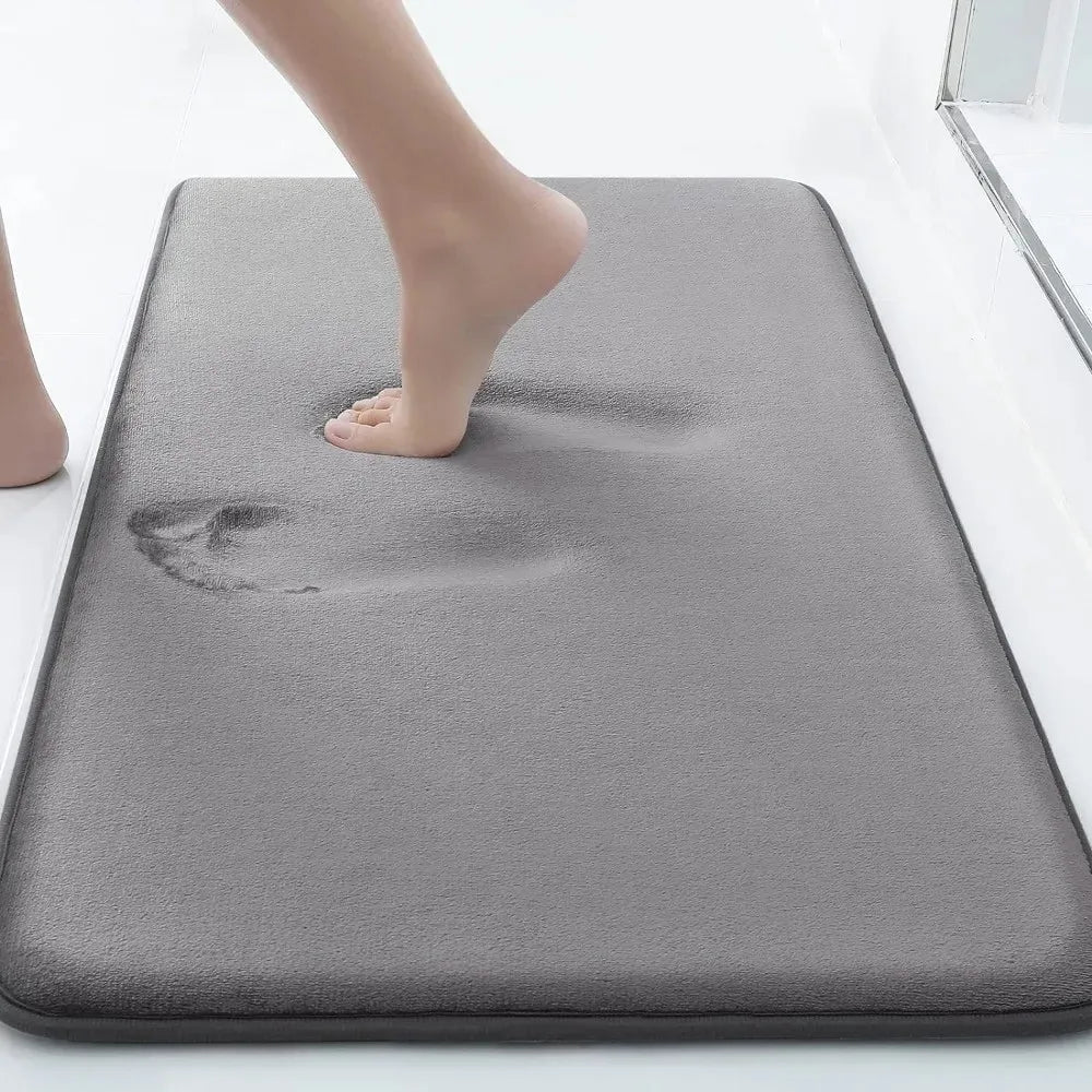 tapis bain anti dérapant absorbant gris uni velours moderne salle bain machine washableintérieurporte