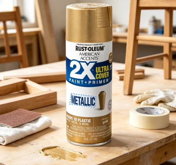 peinture aérosol or métallique finition brillante rapide résistance rouille artisanat diy meubles bois protection