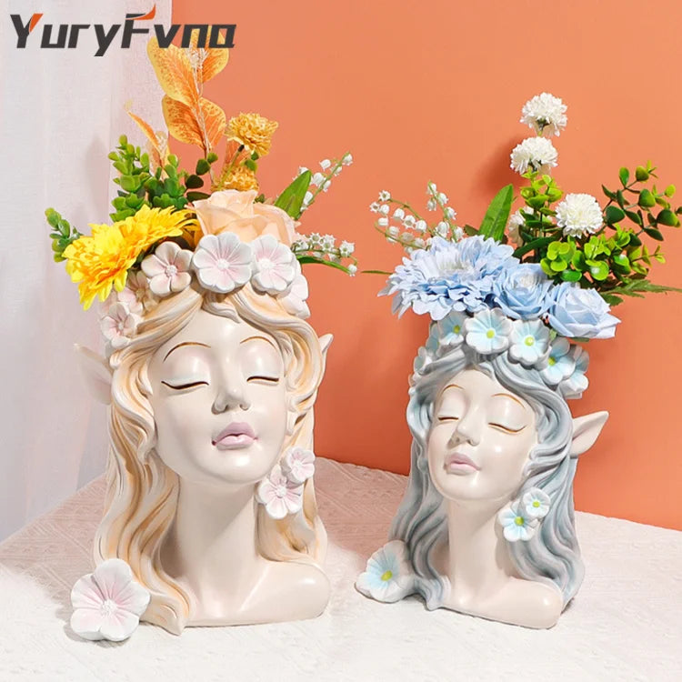 vase résine buste féminin fleurs artificielles décor maison moderne classique