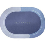 tapis bain gris moderne ovale bordure blanche texte bathroom rapide antidérapant polyester