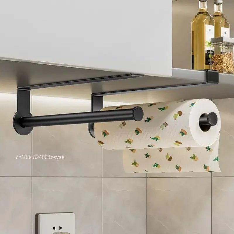 étagère rangement adhésive moderne noir papier toilette support sans perçage salle bains cuisine