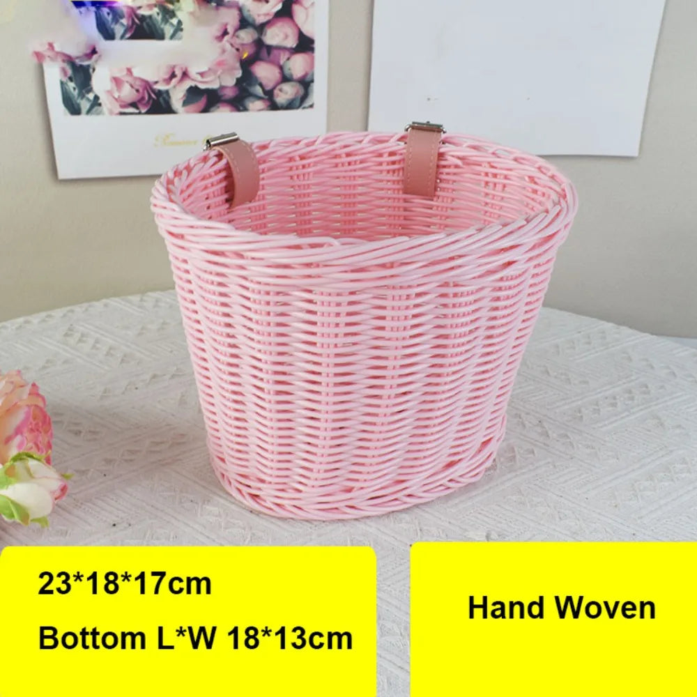 panier vélo tressé violet rose noir beige blanc traditionnel fixé ceinture