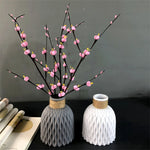vase décoratif moderne rose fleurs artificielles corde tressée ondulé minimaliste