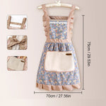 tablier fleuri vintage rose bleu vert épaulettes poche avant toile douce