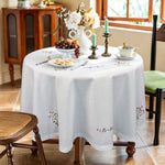 nappe blanche broderie florale festonnée polyester coton table maison mariage fête restauranthôtel