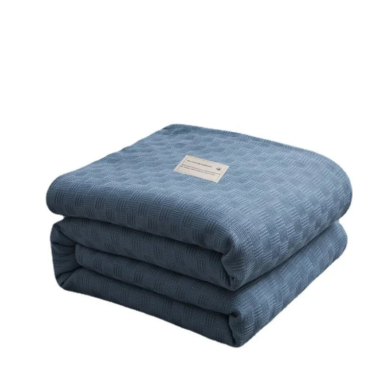 couverture coton rayures horizontales bleu clair légère été moderne grande taille maison simple douce