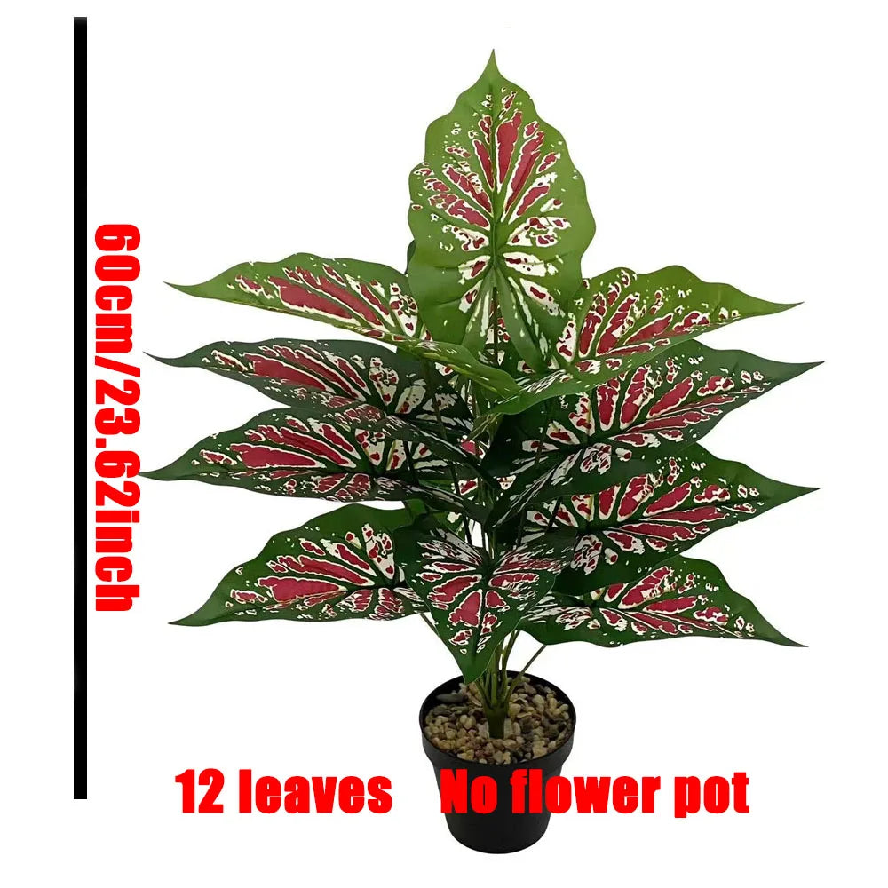 décoration maison plante artificielle feuilles vertes veines blanches moderne pot noirextérieur